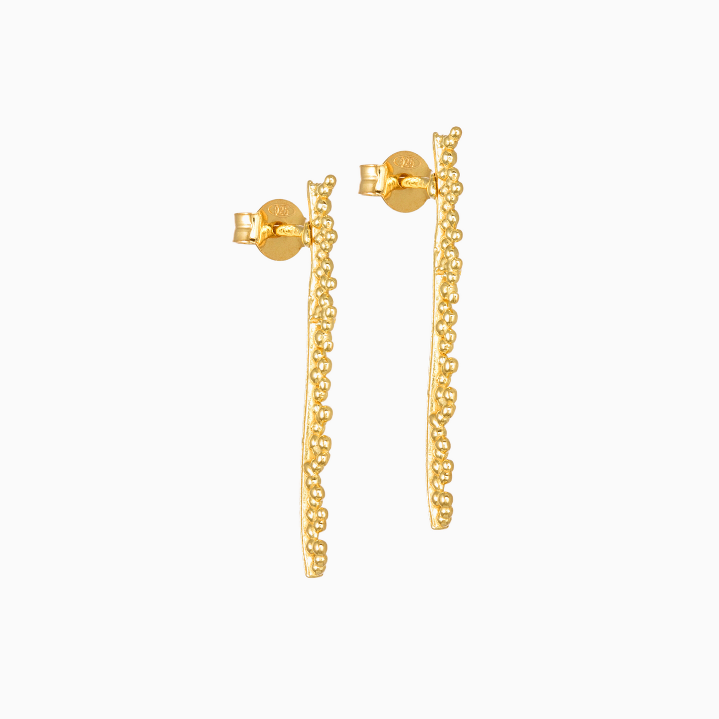 NORIDU Jewelry Bubbles straight earrings in gold plated 925 silver - Greek Jewellery Designer