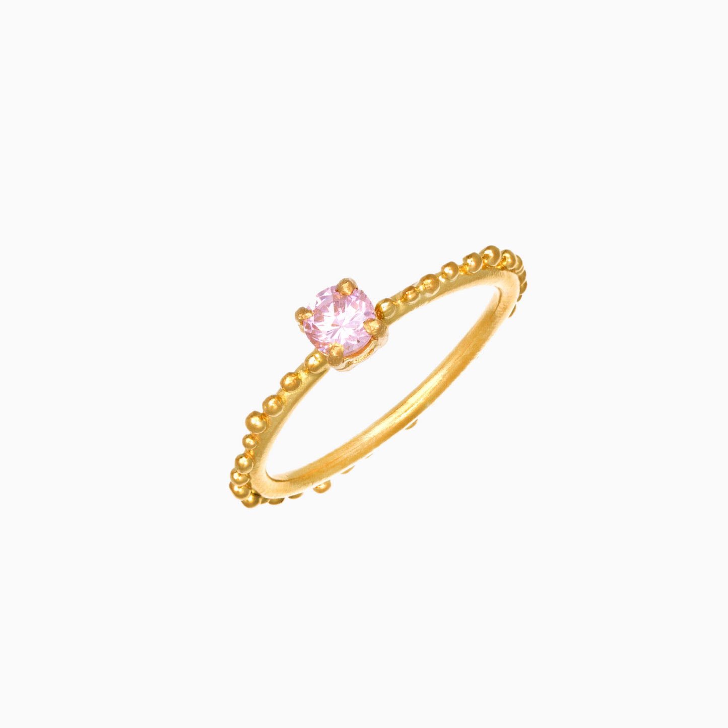 NORIDU Jewelry Bubbles ring with pink stone gold plated - Greek Jewellery Designer