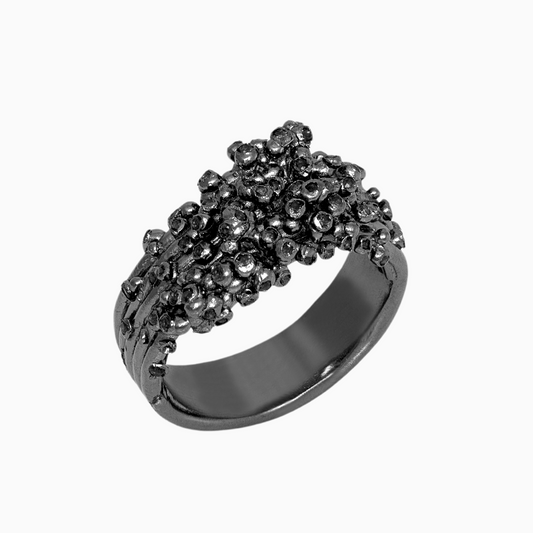 NORIDU Jewelry Bubbles Biggie ring in black plated - Greek Jewellery Designer