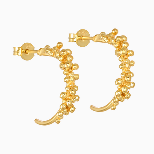 NORIDU Jewelry Bubbles hoops earrings in gold plated 925 silver - Greek Jewellery Designer