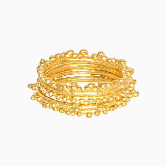 NORIDU Jewelry Bubbles Stackable Set of four rings in gold - Greek Jewellery Designer