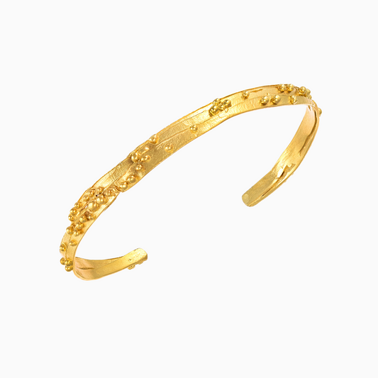 NORIDU Jewelry Sand & Bubbles Cuff Bracelet in gold - Greek Jewellery Designer
