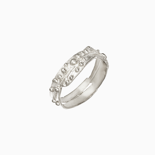 NORIDU Jewelry Sand & Bubbles ring in 925 silver - Greek Jewellery Designer