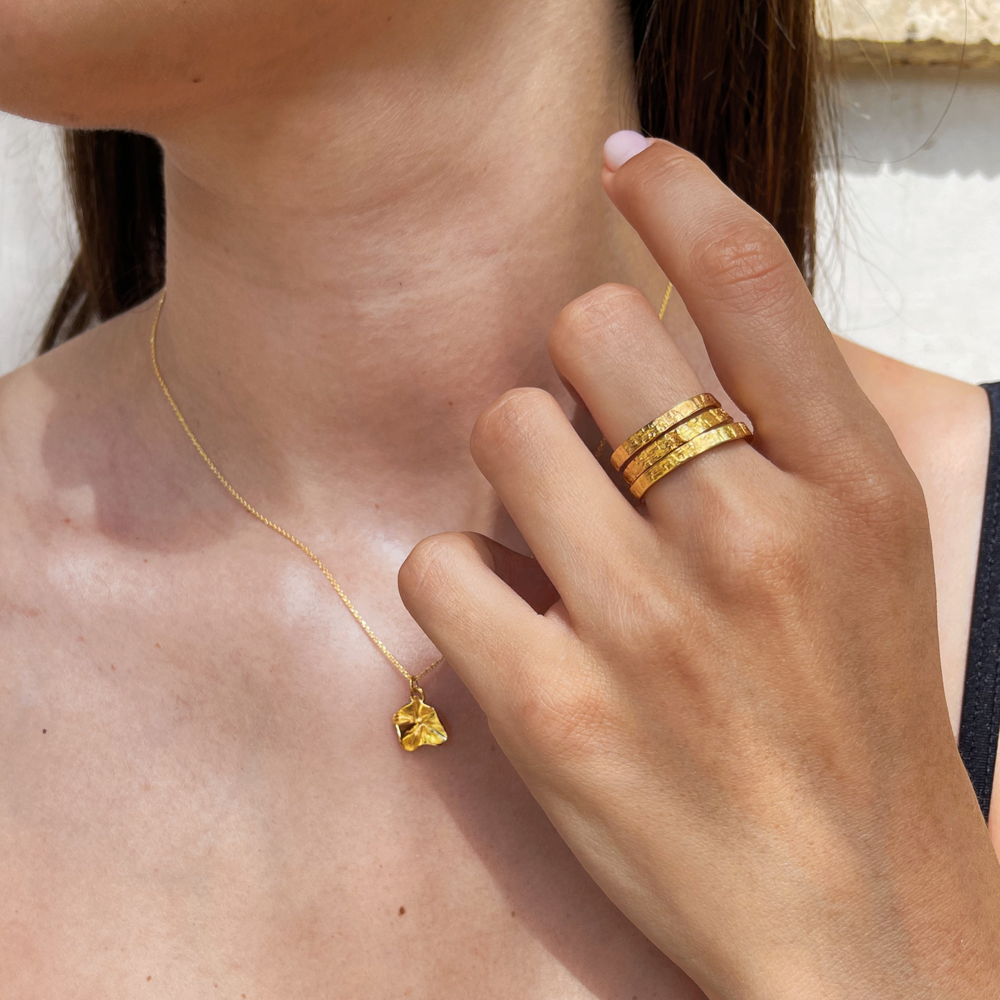 NORIDU Jewelry Volcanoes gold plated ring - Greek Jewellery Designer